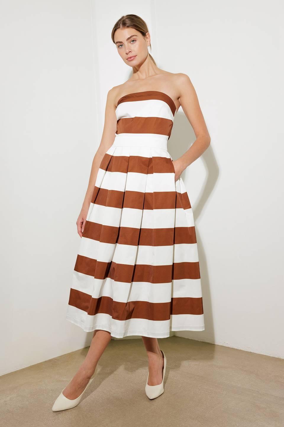 Everyday Hustle Rust Woven Midi Dress in cream, view 4 — Soul Flow Apparel