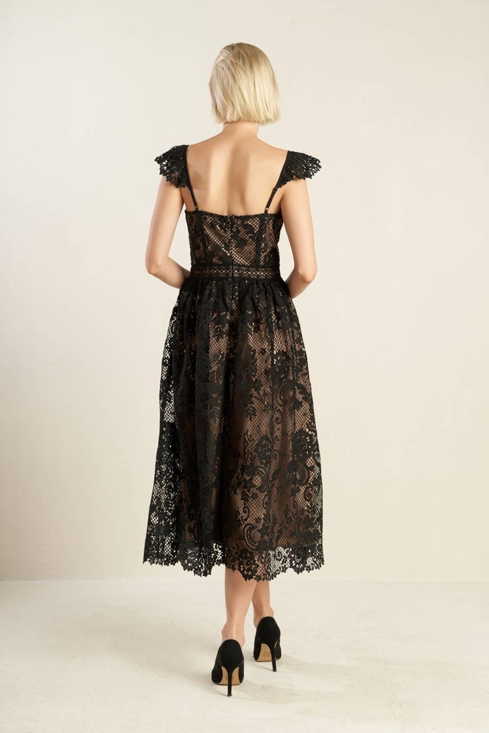 Know You Better Lace Woven Midi Dress in black, view 5 — Soul Flow Apparel