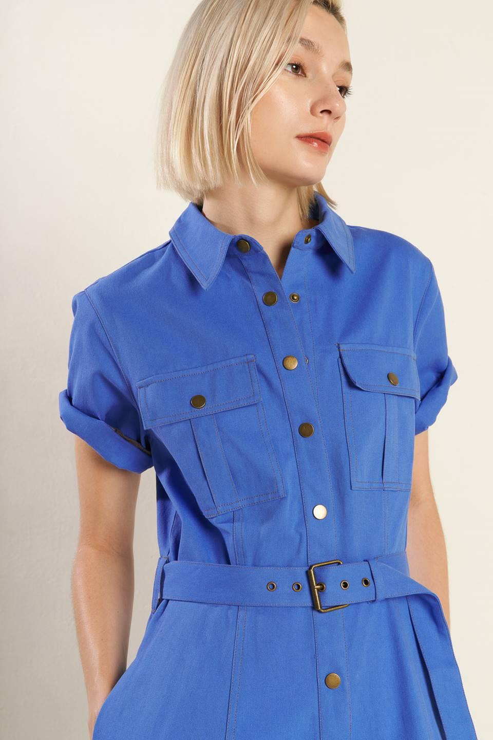 Soul on Fire Woven Midi Dress in blue, view 7 — Soul Flow Apparel