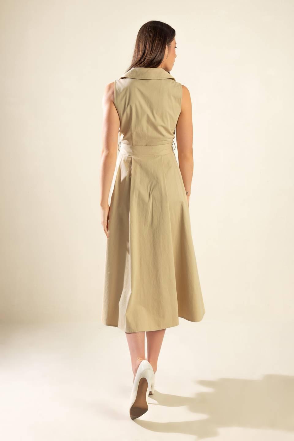 Ideal Approach Woven Midi Dress in beige, view 8 — Soul Flow Apparel