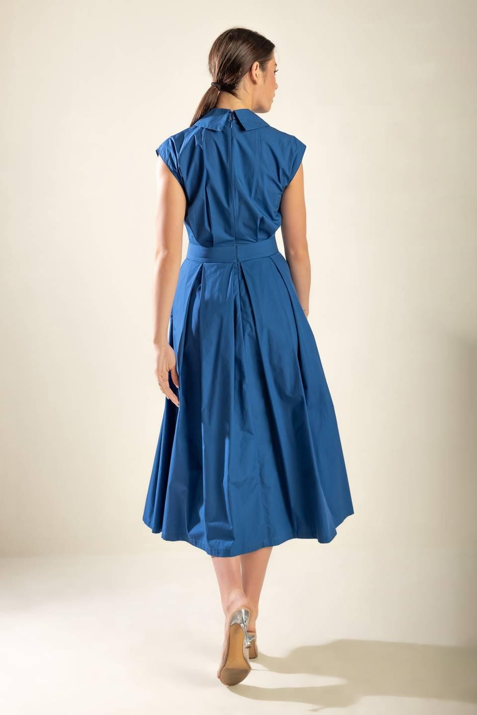 Dreamy Impression Woven Midi Dress in blue, view 7 — Soul Flow Apparel