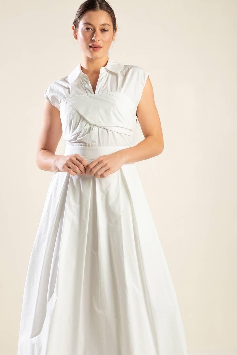 Dreamy Impression Woven Midi Dress in off-white, view 2 — Soul Flow Apparel