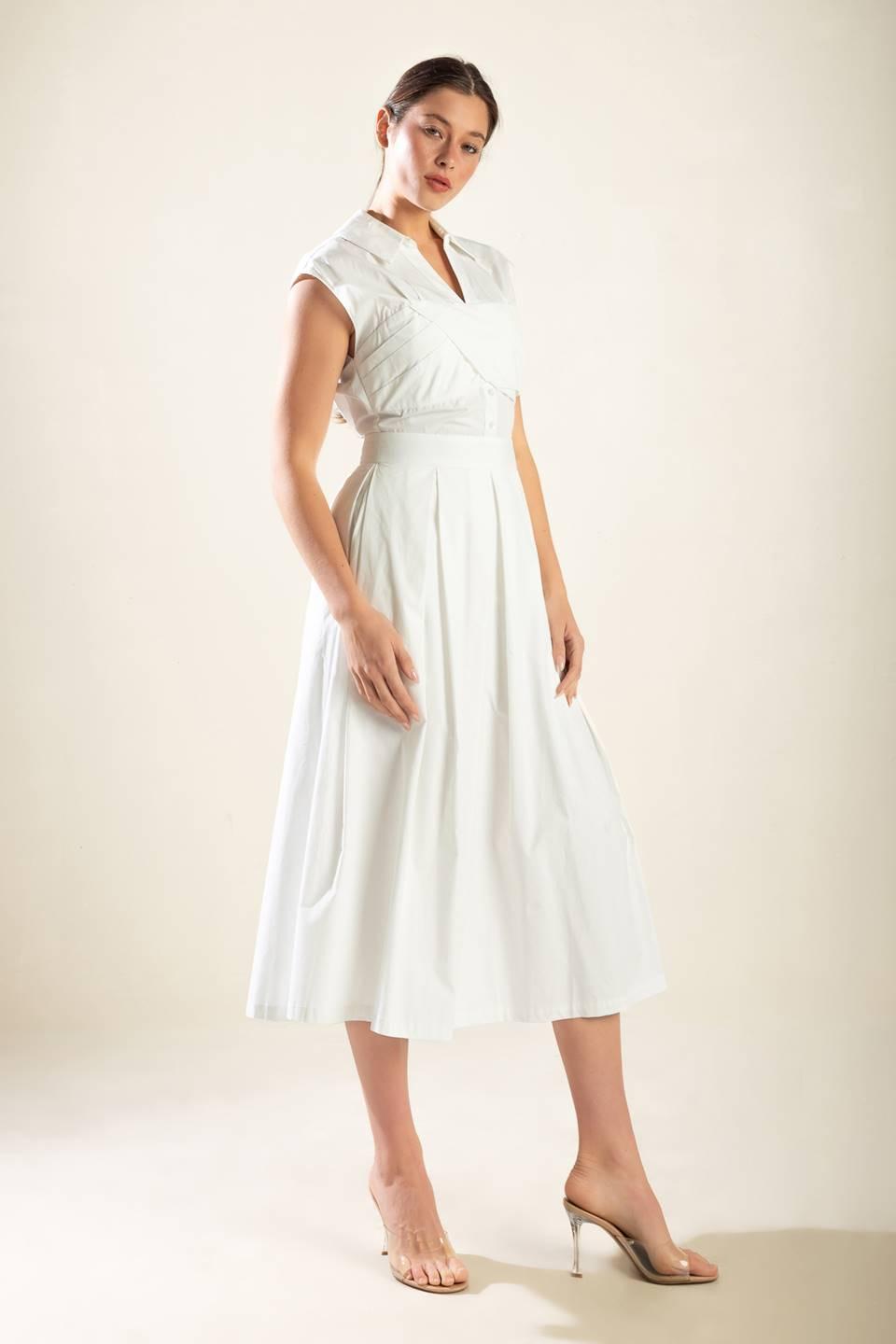 Dreamy Impression Woven Midi Dress in off-white, view 4 — Soul Flow Apparel