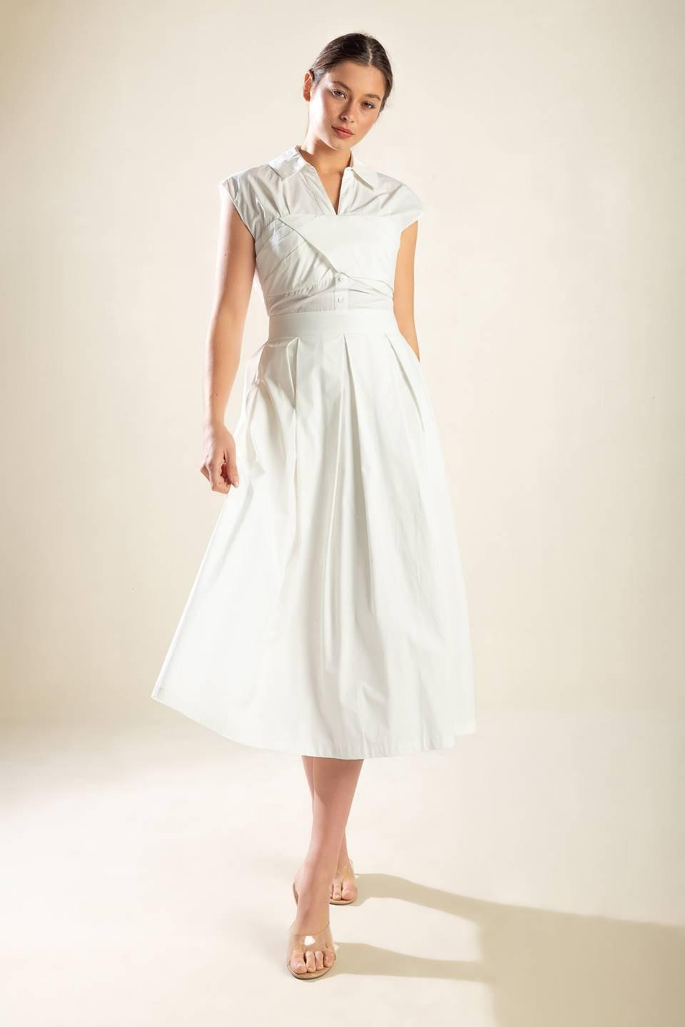Dreamy Impression Woven Midi Dress in off-white, view 5 — Soul Flow Apparel