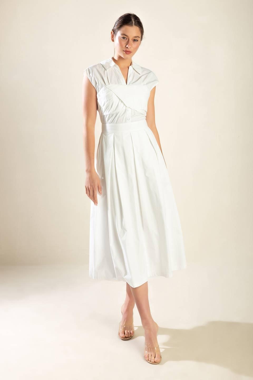 Dreamy Impression Woven Midi Dress in off-white, view 7 — Soul Flow Apparel