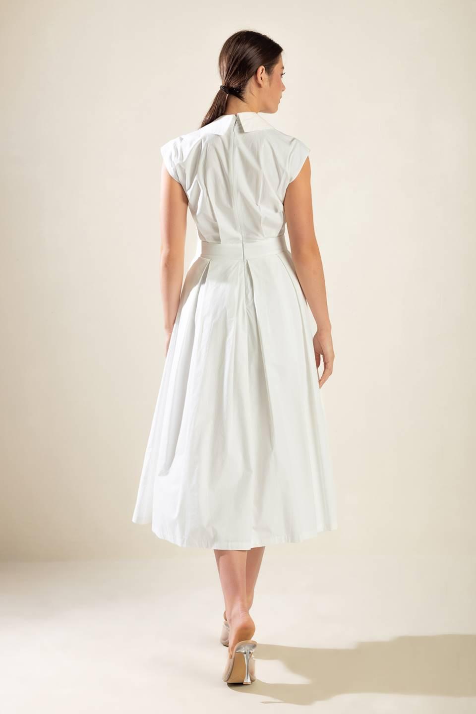 Dreamy Impression Woven Midi Dress in off-white, view 8 — Soul Flow Apparel