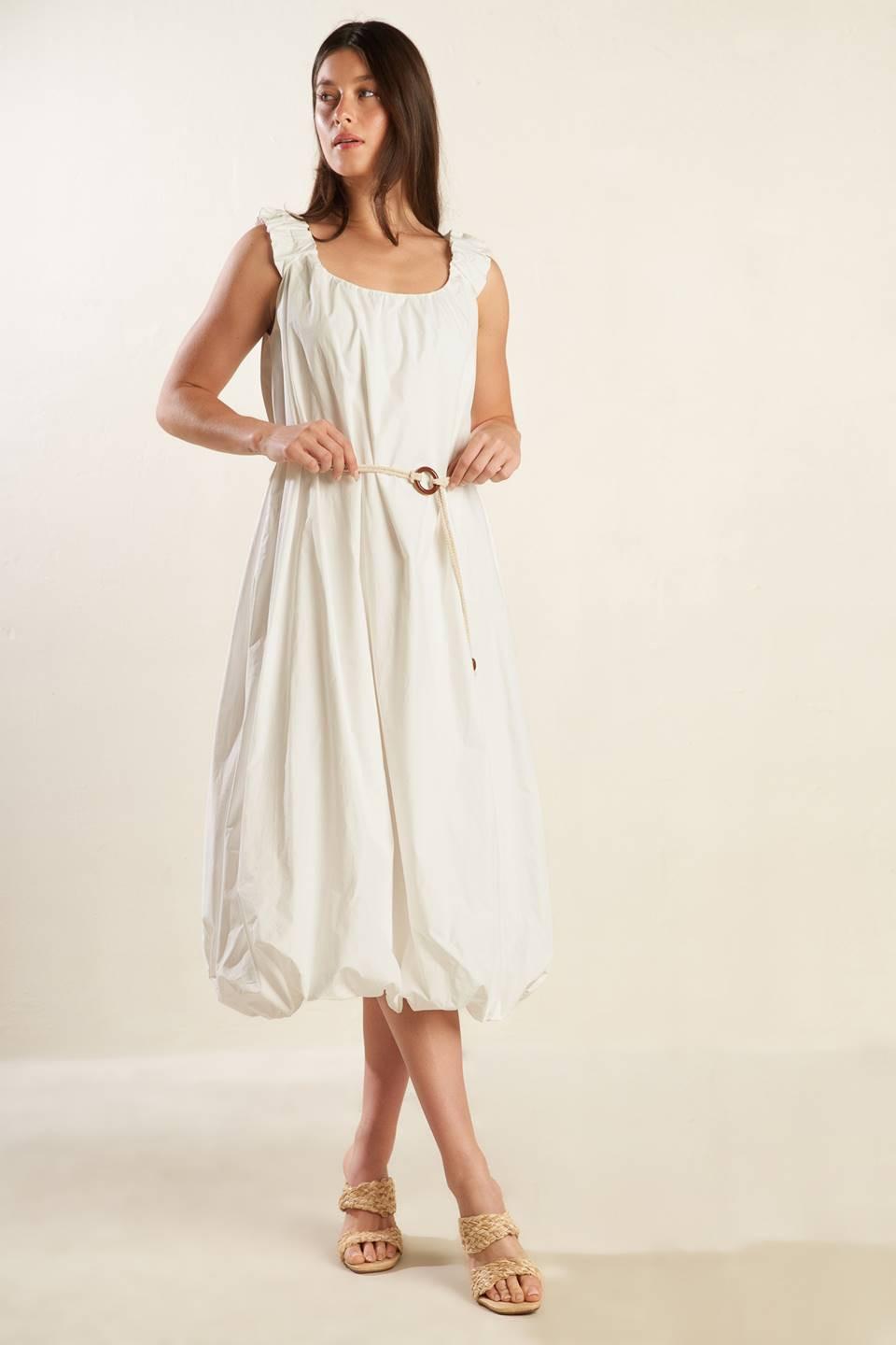 Riverside Sips Woven Midi Dress in off-white, view 2 — Soul Flow Apparel