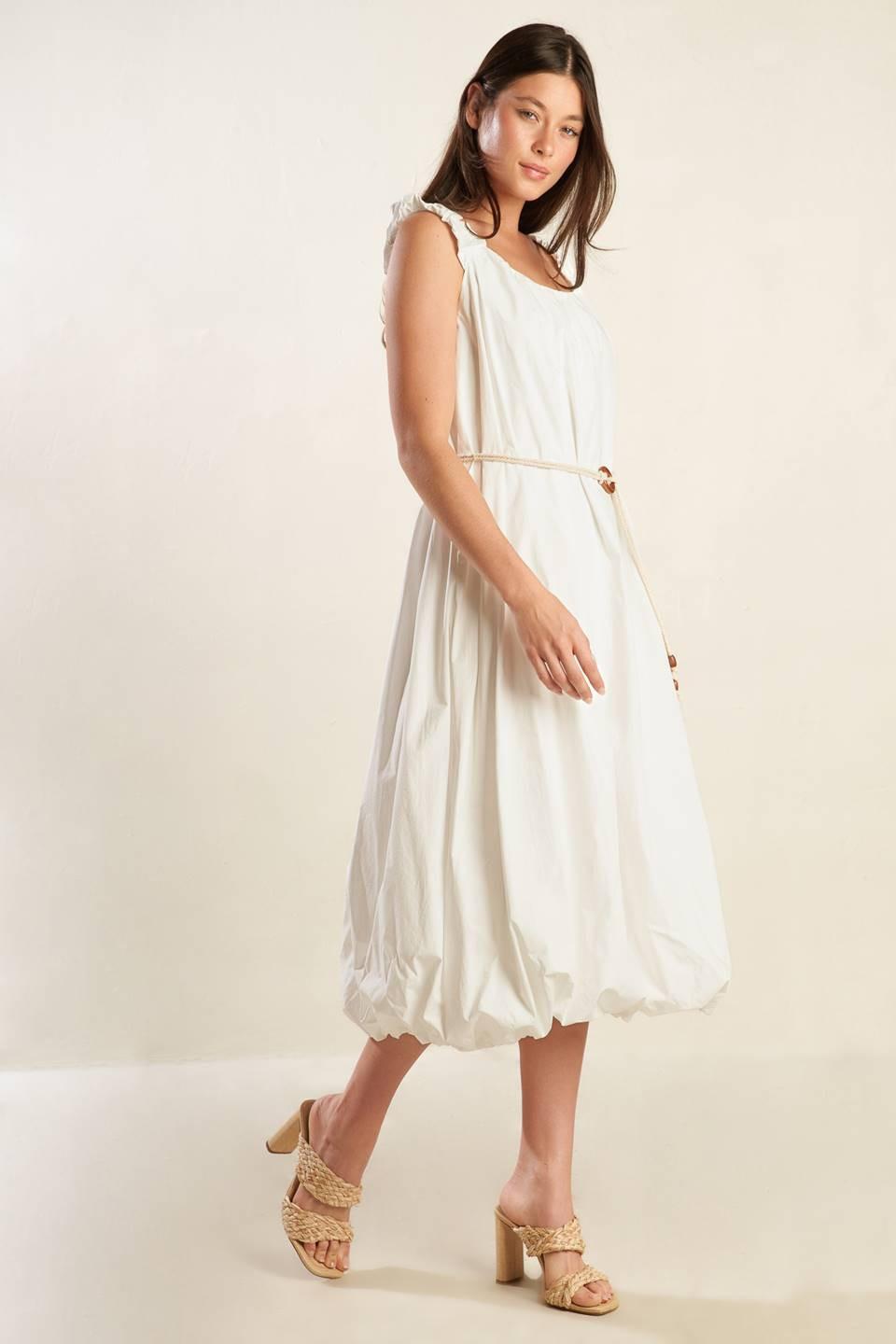 Riverside Sips Woven Midi Dress in off-white, view 3 — Soul Flow Apparel