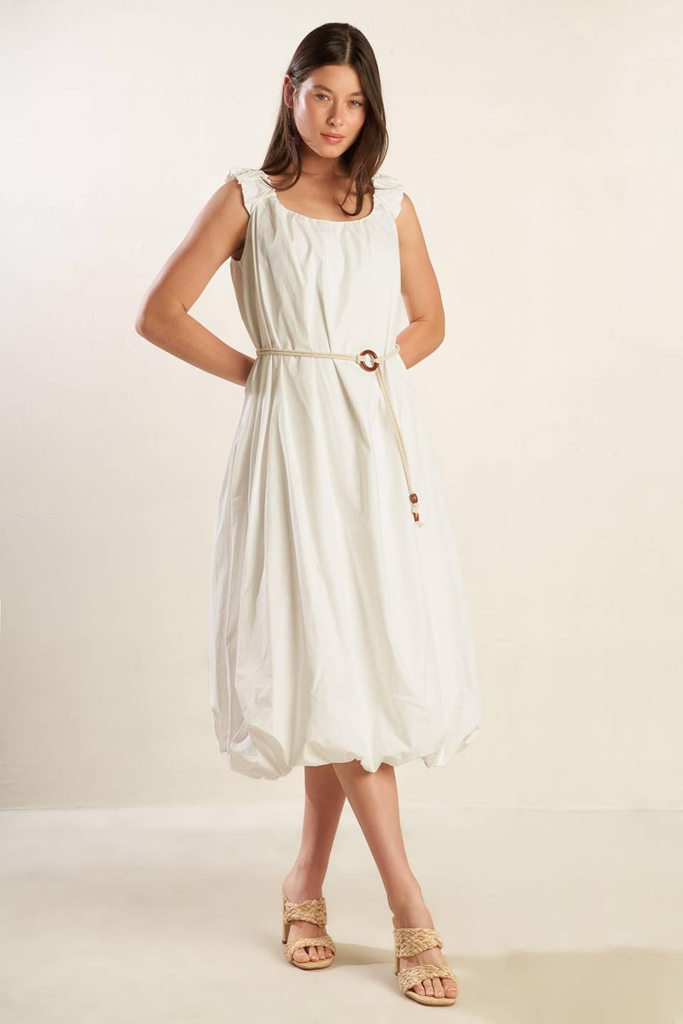 Riverside Sips Woven Midi Dress in off-white, view 4 — Soul Flow Apparel