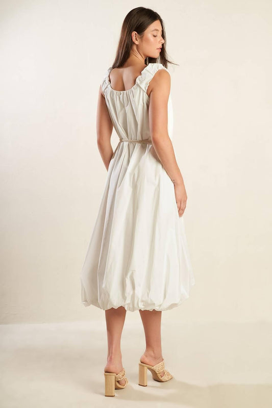 Riverside Sips Woven Midi Dress in off-white, view 5 — Soul Flow Apparel