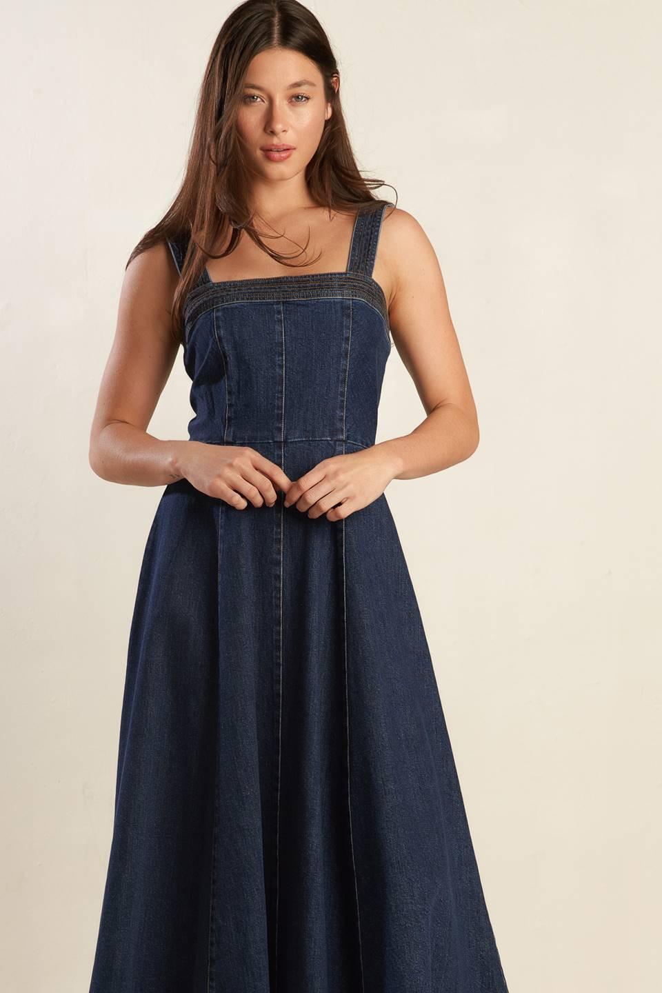 Terrific Timing Denim Midi Dress, view 3 — Soul Flow Apparel