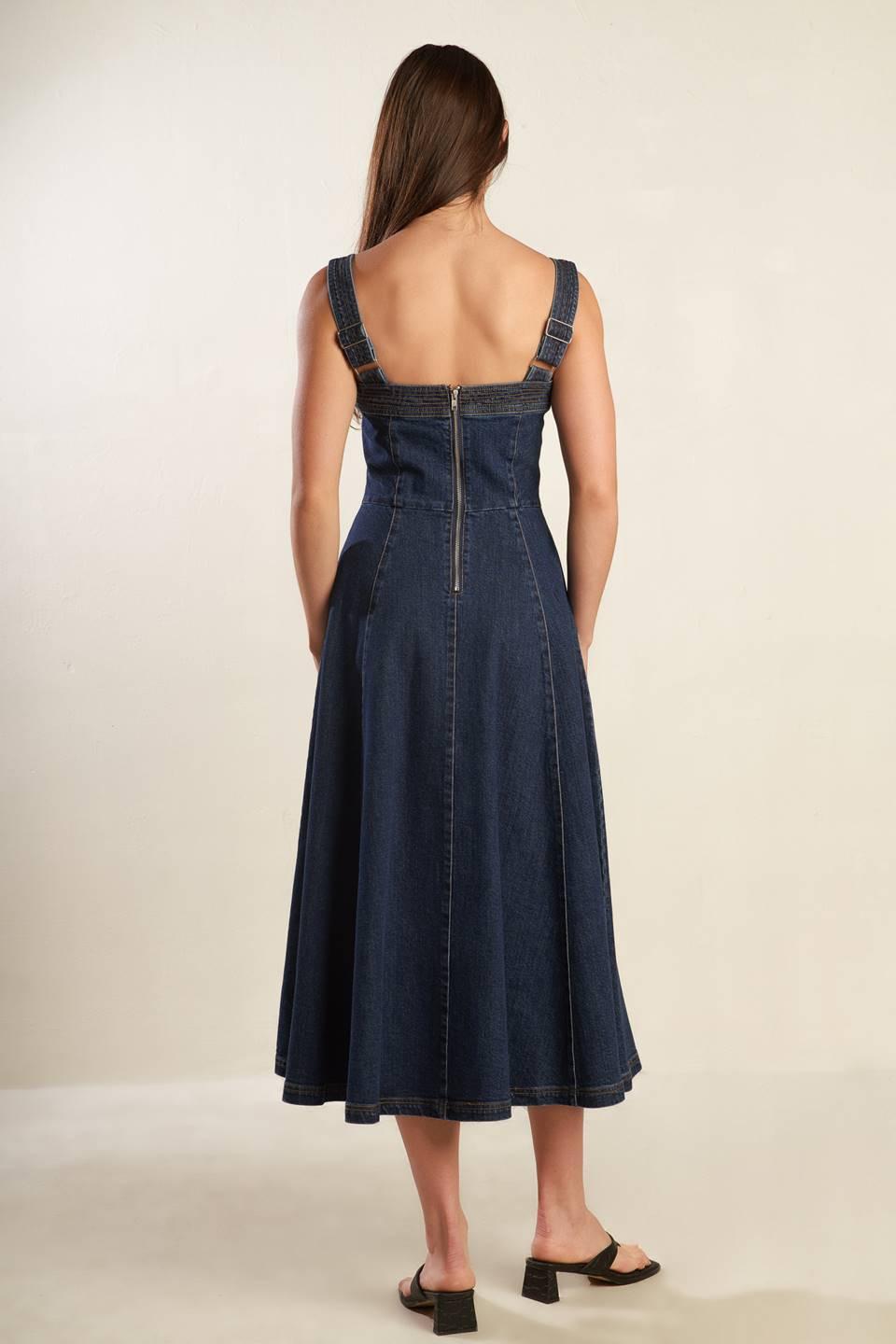 Terrific Timing Denim Midi Dress, view 5 — Soul Flow Apparel
