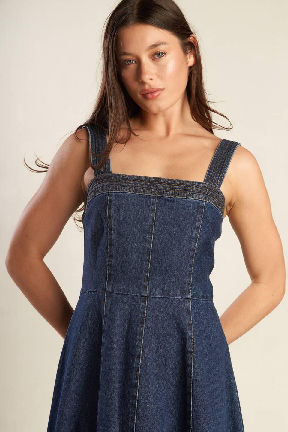 Terrific Timing Denim Midi Dress, view 6 — Soul Flow Apparel