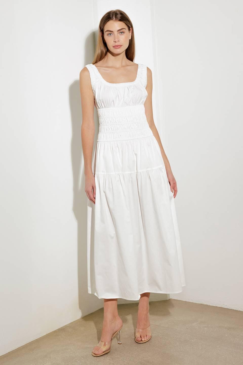 Loveliest Looks White Woven Midi Dress, view 3 — Soul Flow Apparel