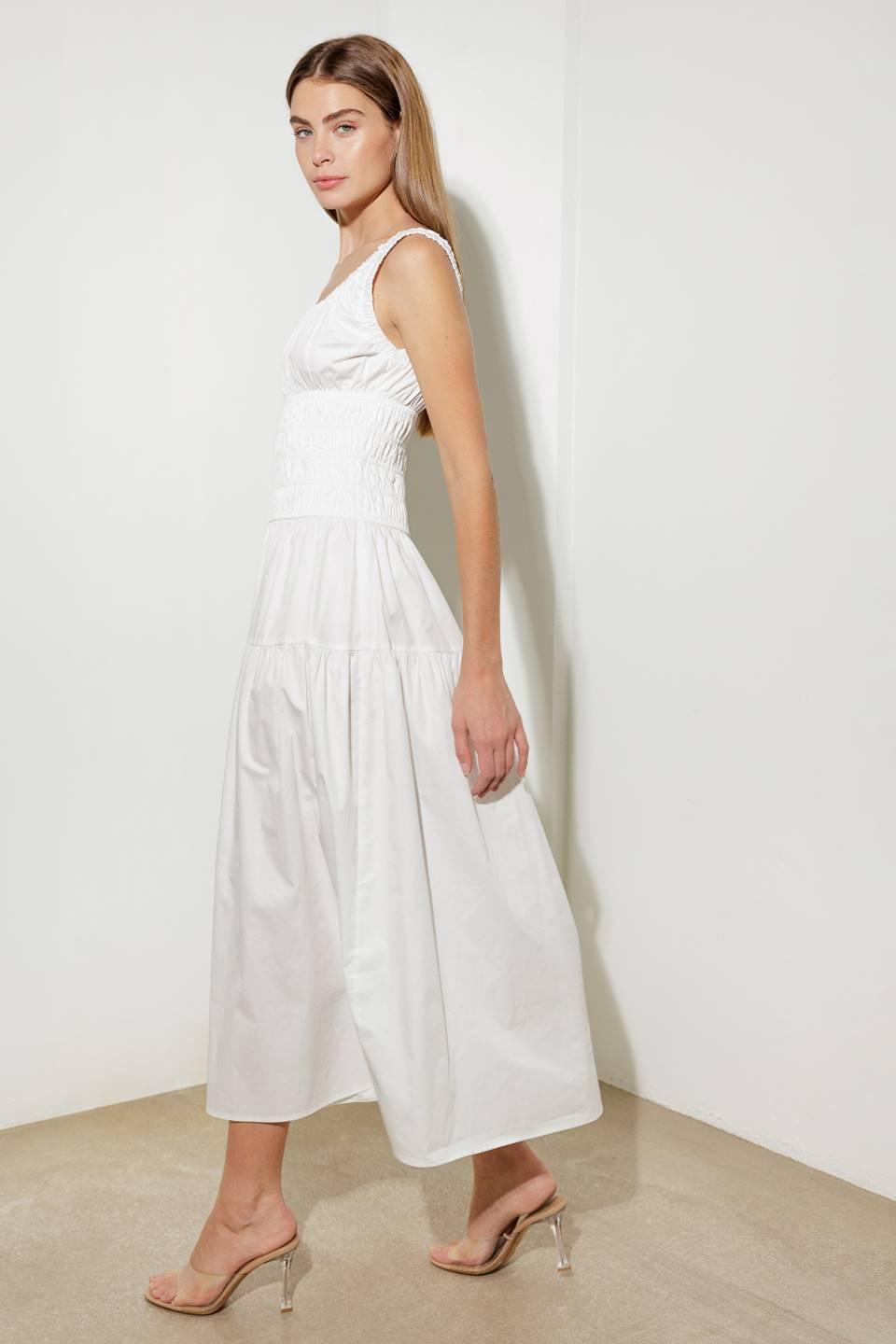 Loveliest Looks White Woven Midi Dress, view 5 — Soul Flow Apparel