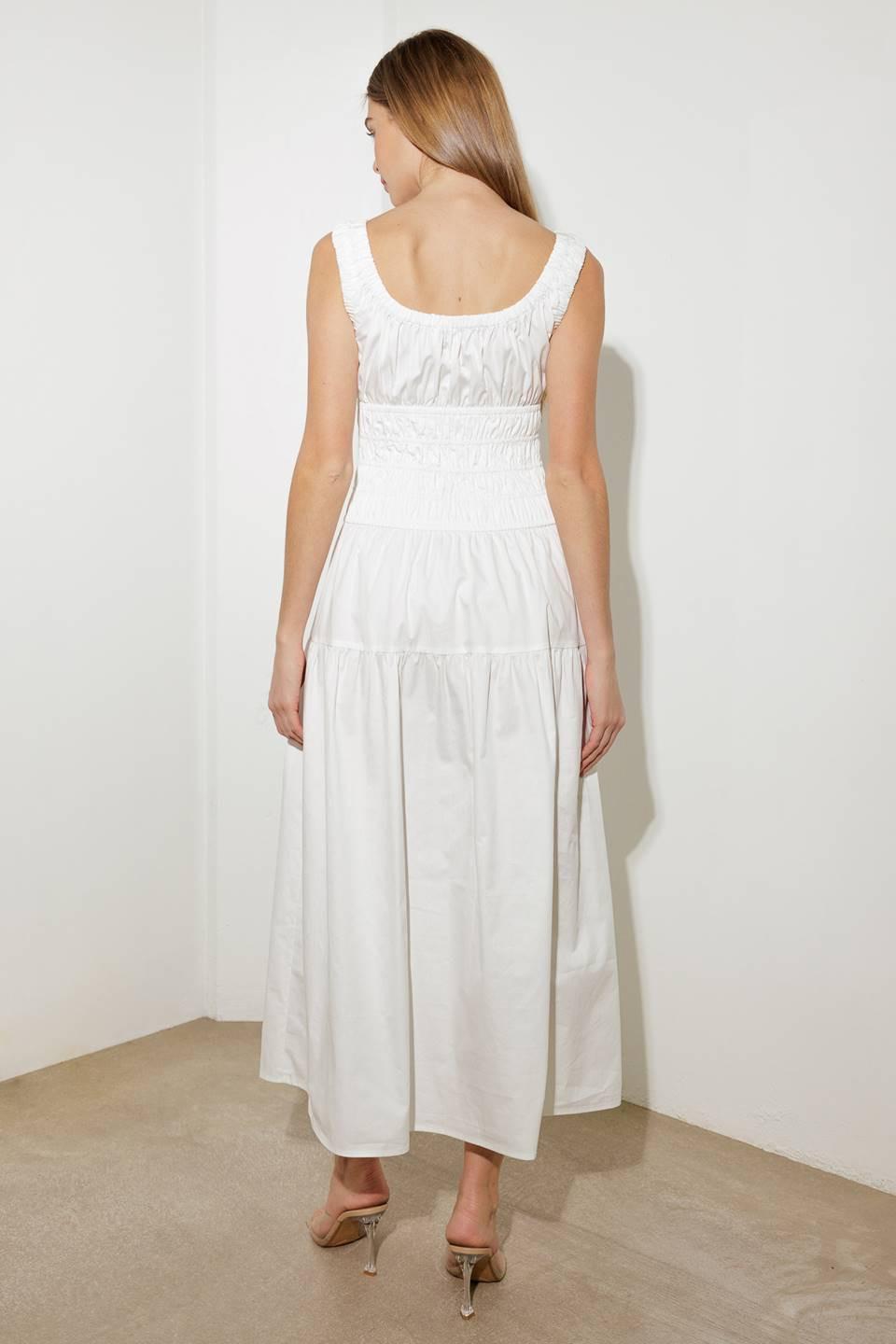 Loveliest Looks White Woven Midi Dress, view 7 — Soul Flow Apparel