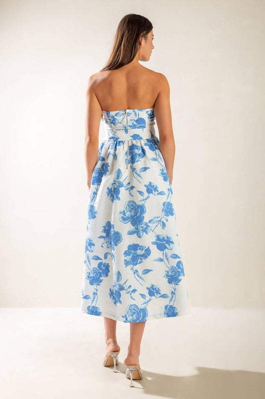 Honestly Love Woven Midi Dress in blue, view 8 — Soul Flow Apparel