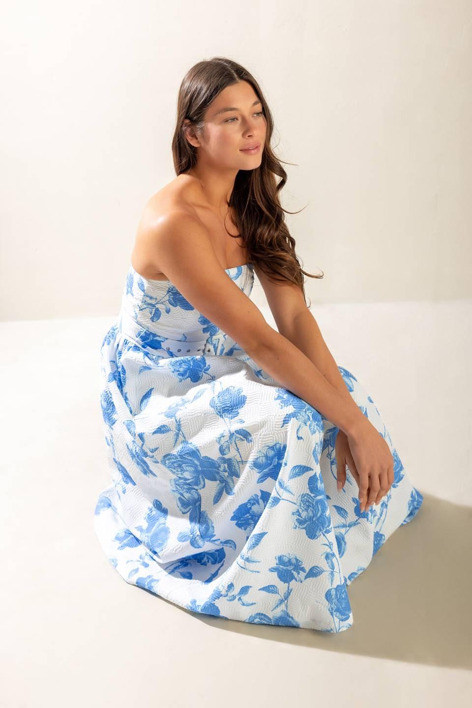 Honestly Love Woven Midi Dress in blue, view 9 — Soul Flow Apparel