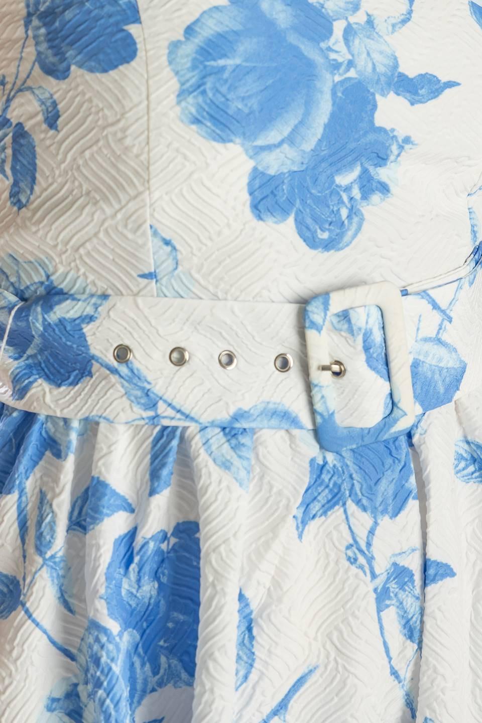 Honestly Love Woven Midi Dress in blue, fabric swatch — Soul Flow Apparel