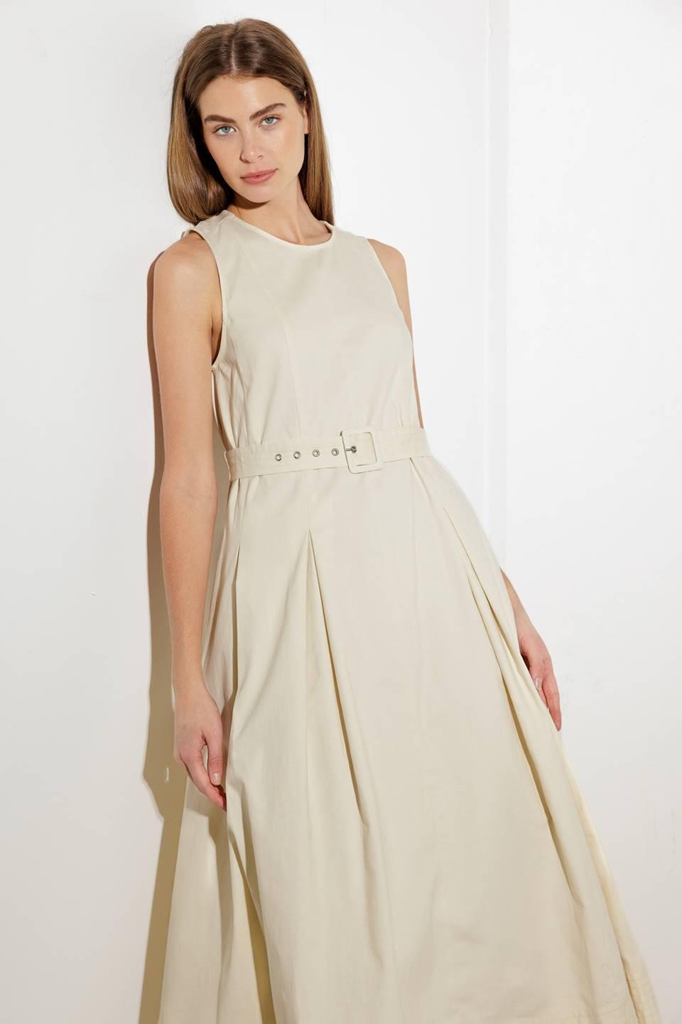 Over the Waters Woven Midi Dress in ecru, view 2 — Soul Flow Apparel