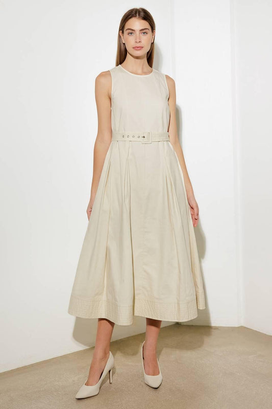 Over the Waters Woven Midi Dress in ecru, view 3 — Soul Flow Apparel