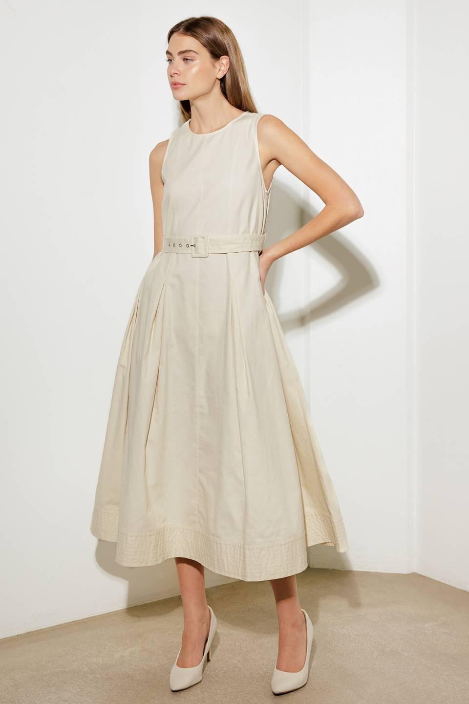 Over the Waters Woven Midi Dress in ecru, view 4 — Soul Flow Apparel