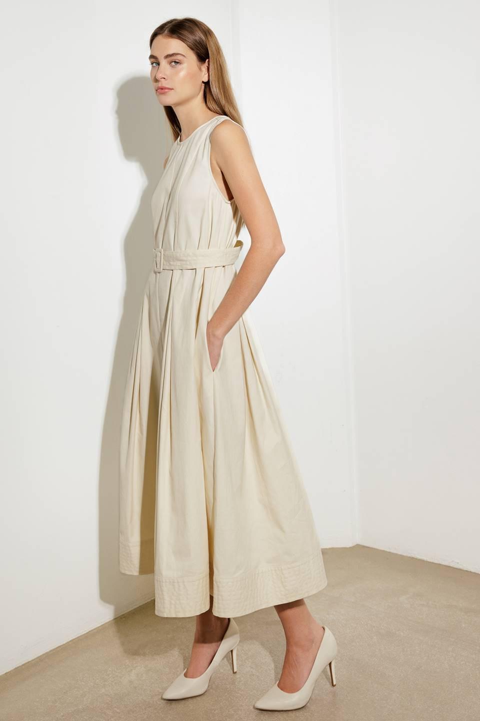 Over the Waters Woven Midi Dress in ecru, view 6 — Soul Flow Apparel