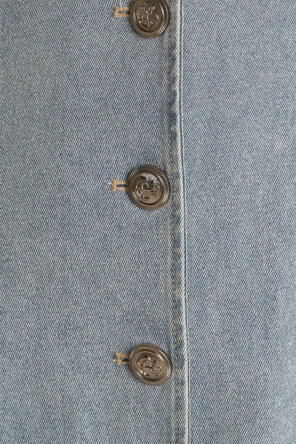 Nautical & Nice Denim Midi Dress in light, fabric swatch — Soul Flow Apparel