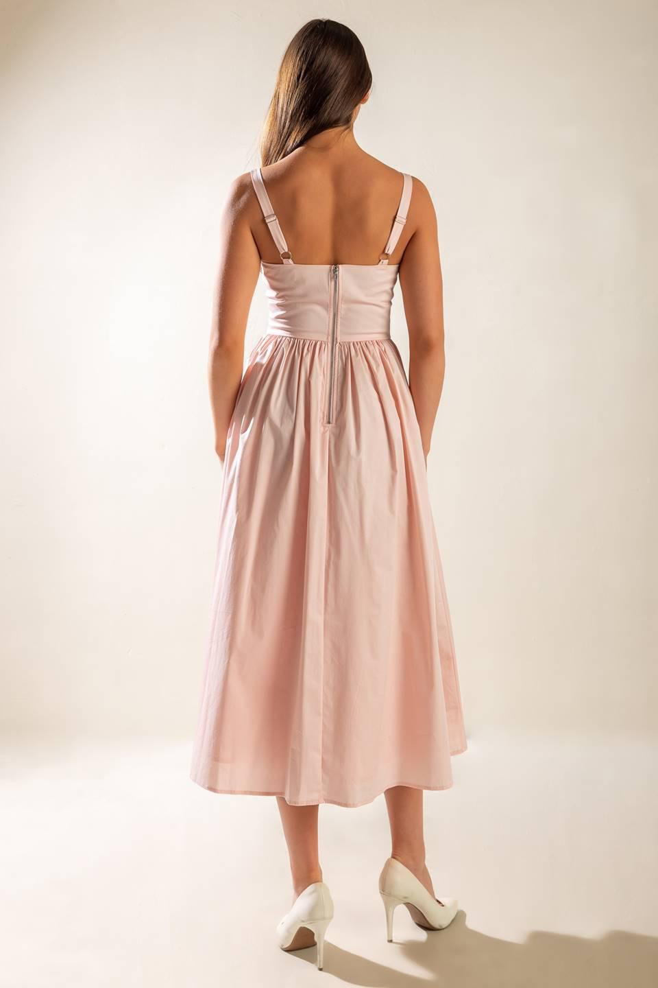 Easily Loved Woven Midi Dress in light pink, view 6 — Soul Flow Apparel