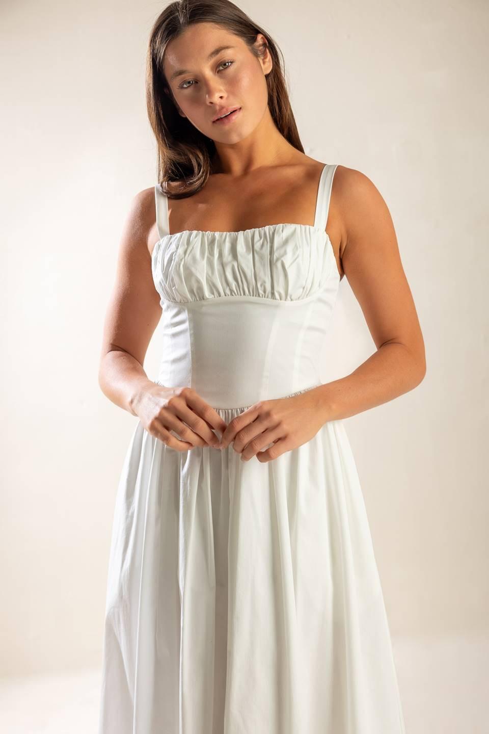 Easily Loved Woven Midi Dress in white, view 3 — Soul Flow Apparel