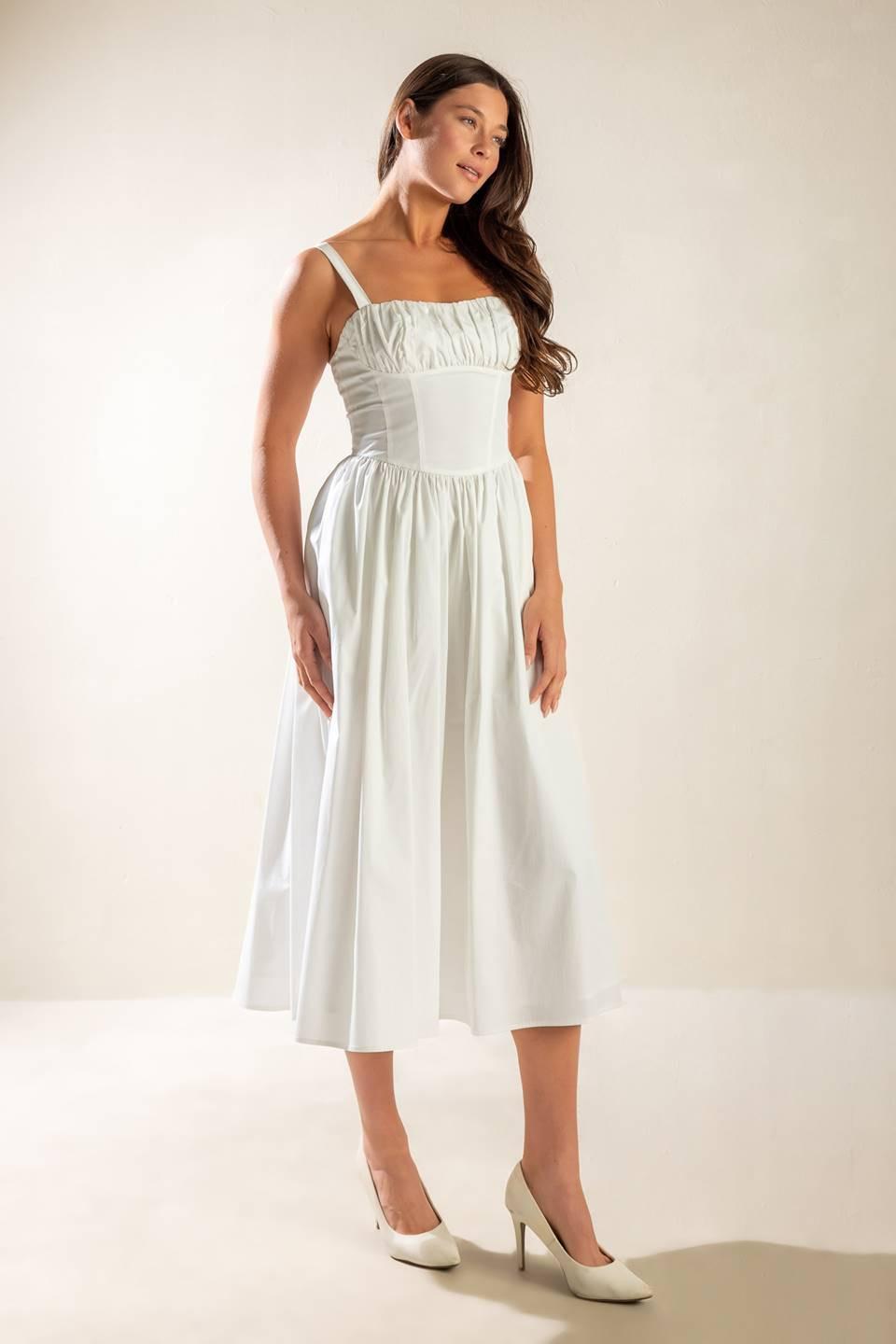 Easily Loved Woven Midi Dress in white, view 5 — Soul Flow Apparel