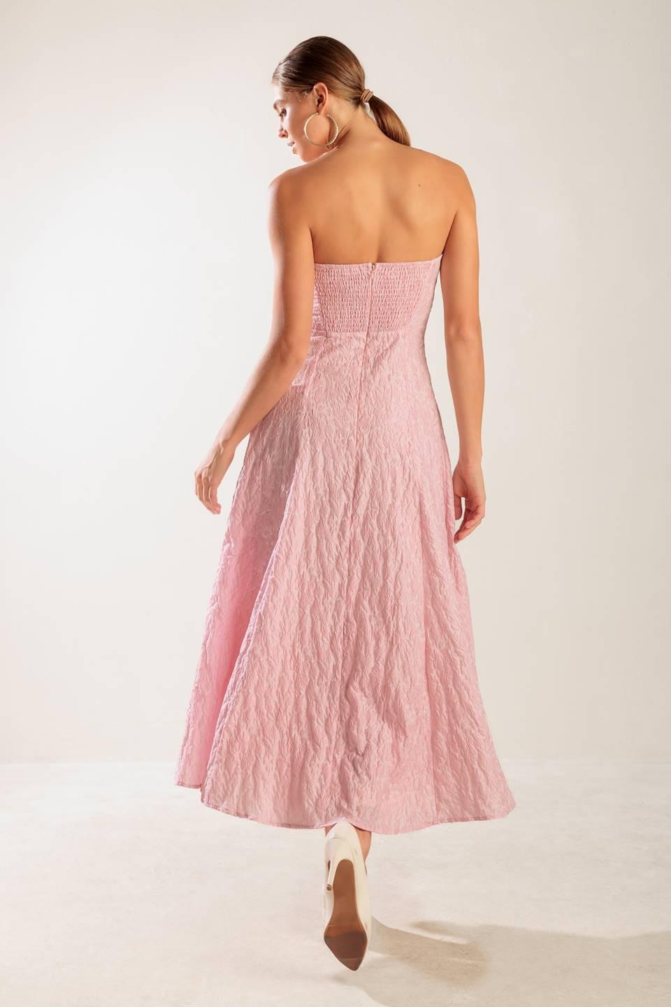 Roll with It Pink Woven Midi Dress in light, view 7 — Soul Flow Apparel