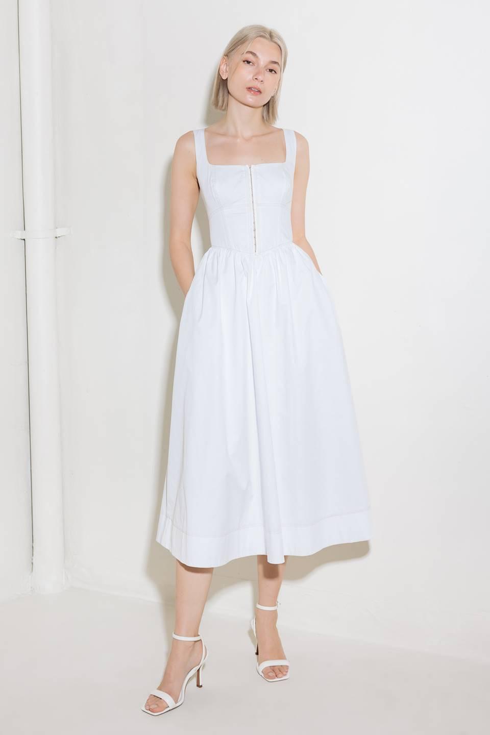 Catch the Sun in White Woven Midi Dress, view 1 — Soul Flow Apparel