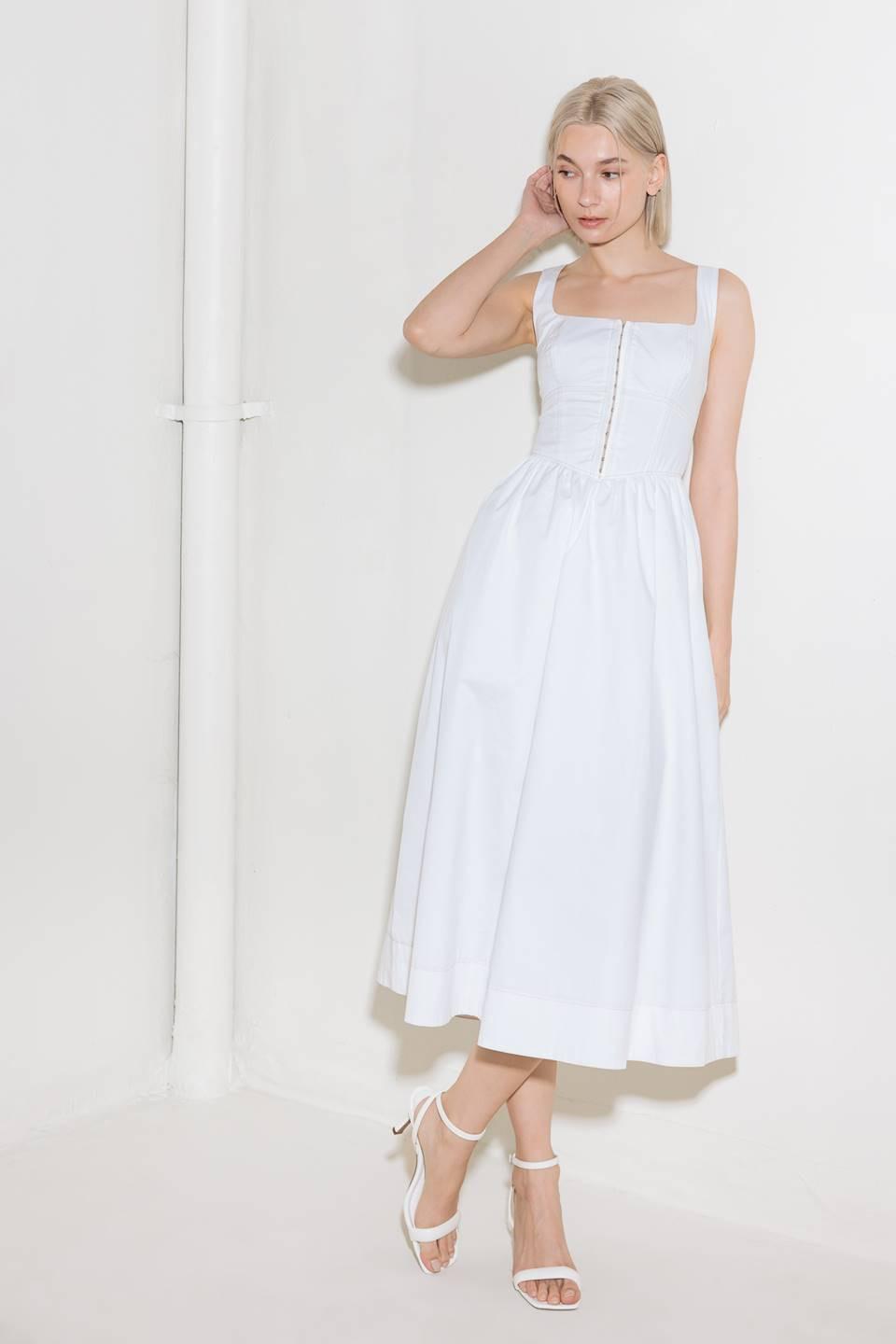 Catch the Sun in White Woven Midi Dress, view 4 — Soul Flow Apparel