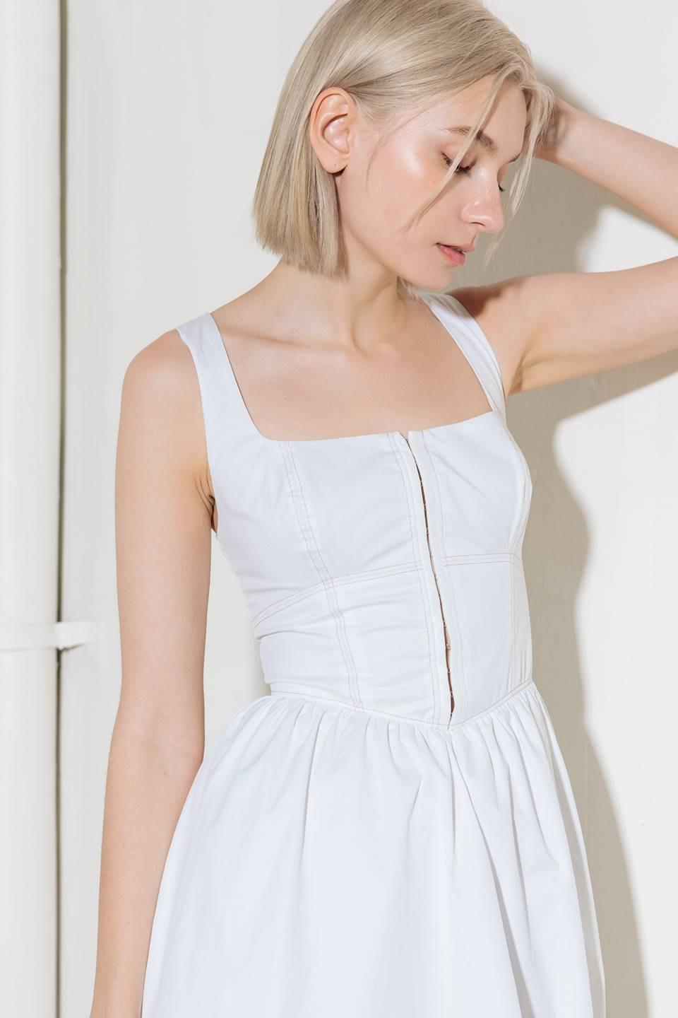 Catch the Sun in White Woven Midi Dress, view 5 — Soul Flow Apparel