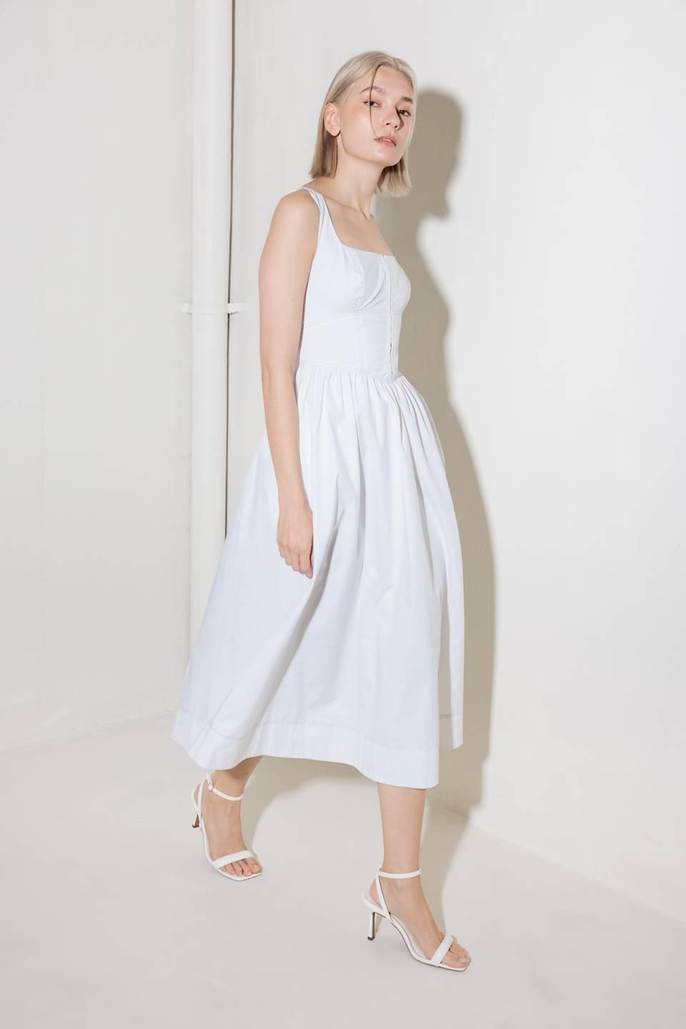 Catch the Sun in White Woven Midi Dress, view 7 — Soul Flow Apparel