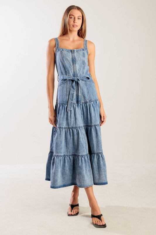 Sunshine State of Mind Indigo Denim Dress, view 1 — Soul Flow Apparel