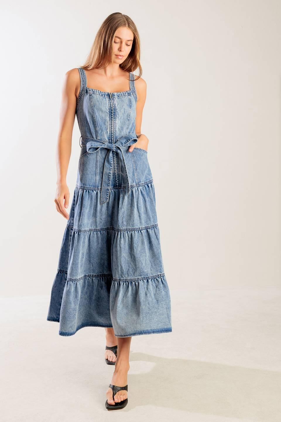 Sunshine State of Mind Indigo Denim Dress, view 3 — Soul Flow Apparel