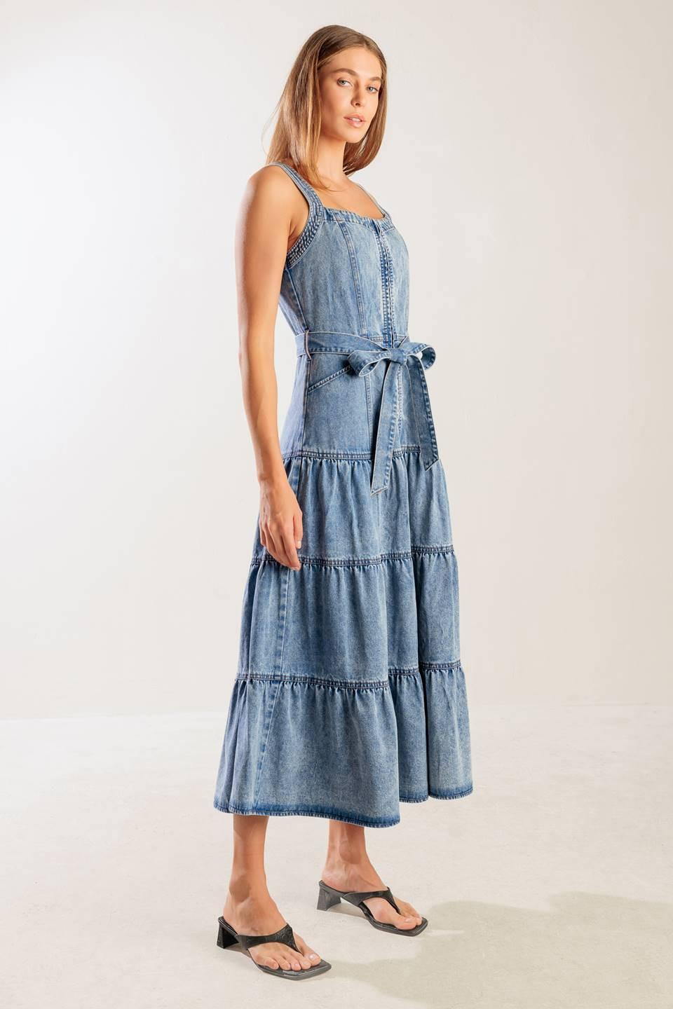 Sunshine State of Mind Indigo Denim Dress, view 6 — Soul Flow Apparel