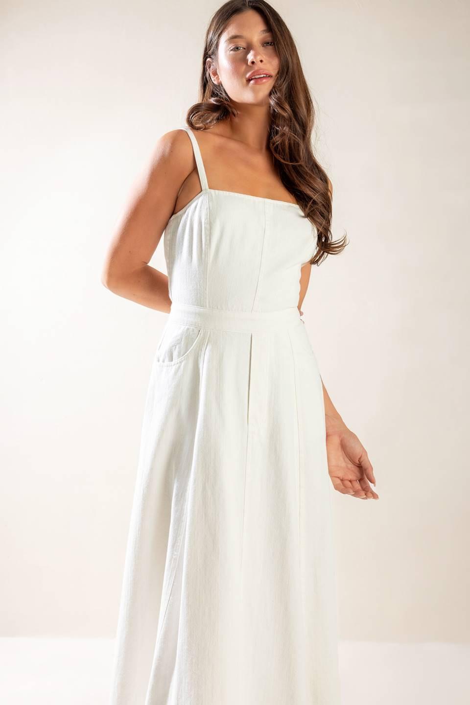 Let's Go for a Walk Woven Midi Dress in white, view 4 — Soul Flow Apparel