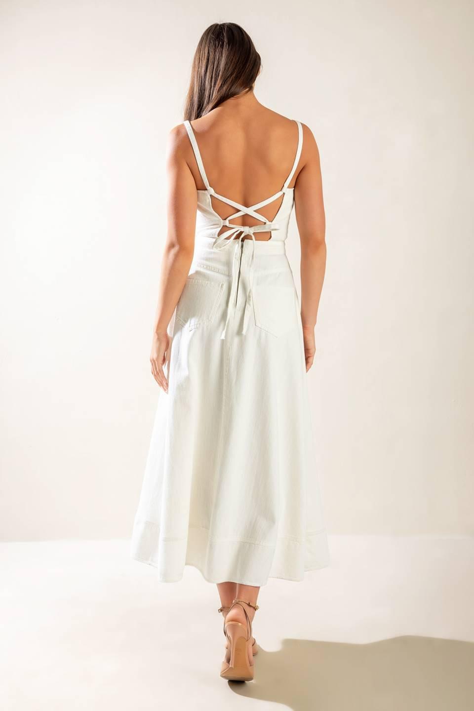 Let's Go for a Walk Woven Midi Dress in white, view 7 — Soul Flow Apparel