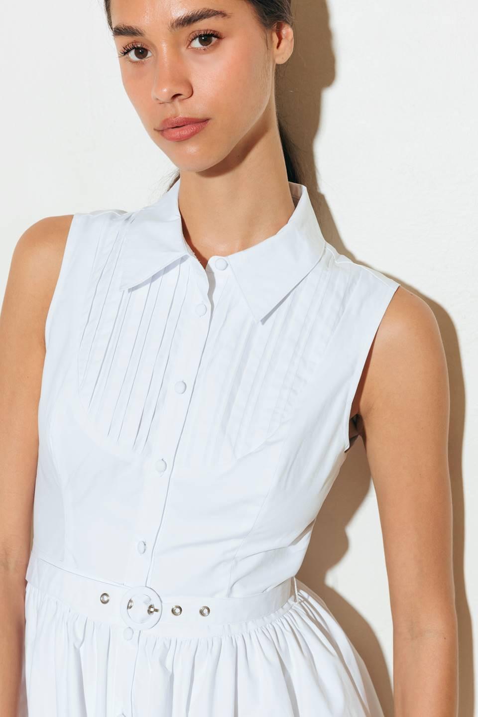 Nue Ease White Woven Mdi Dress, view 4 — Soul Flow Apparel