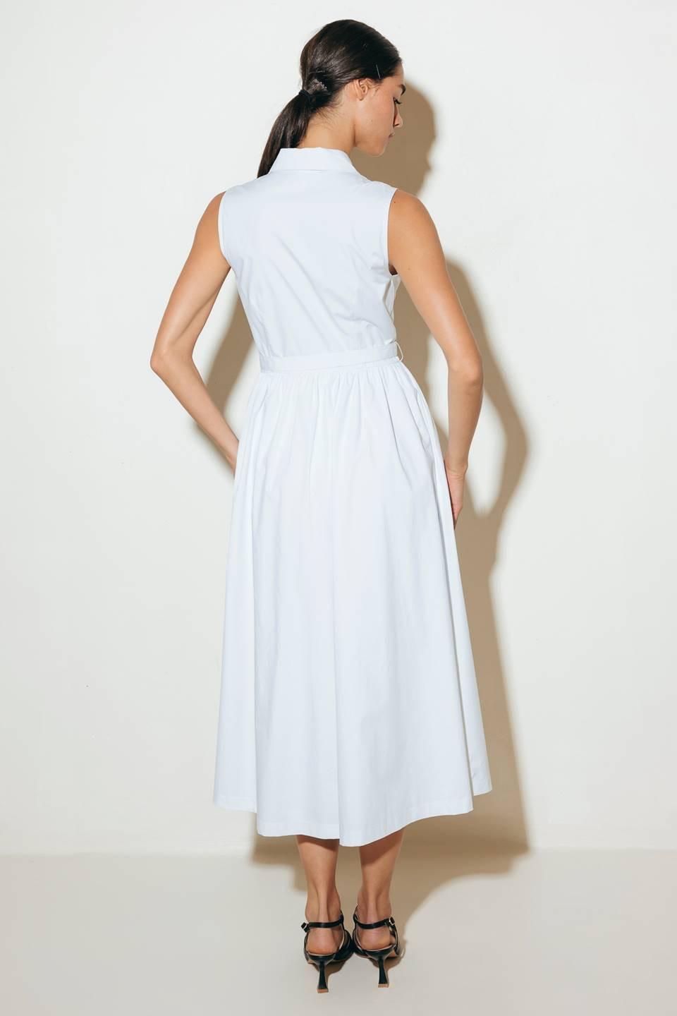 Nue Ease White Woven Mdi Dress, view 6 — Soul Flow Apparel