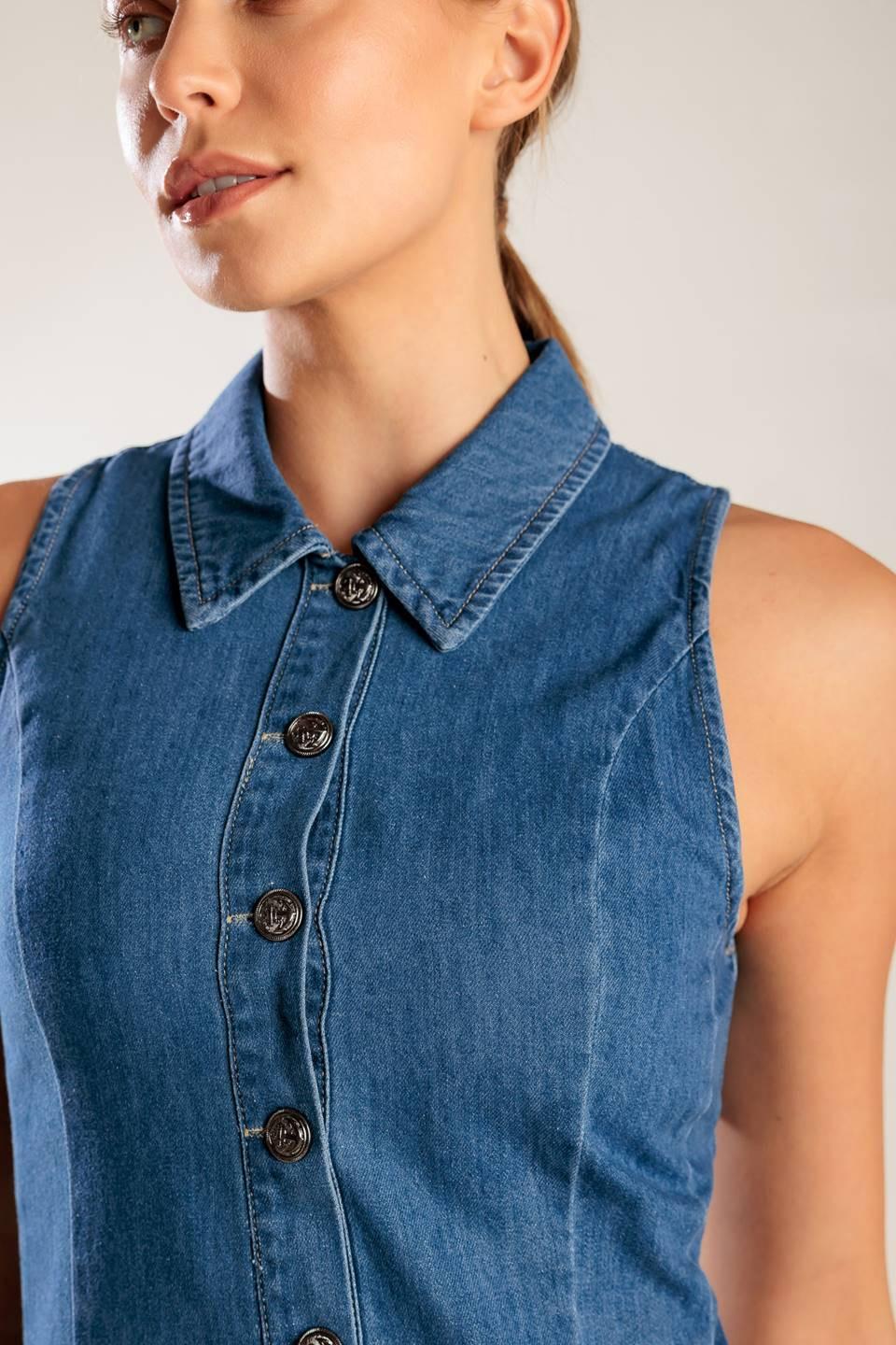 Where I Want to Be Denim Mini Dress in indigo, view 5 — Soul Flow Apparel