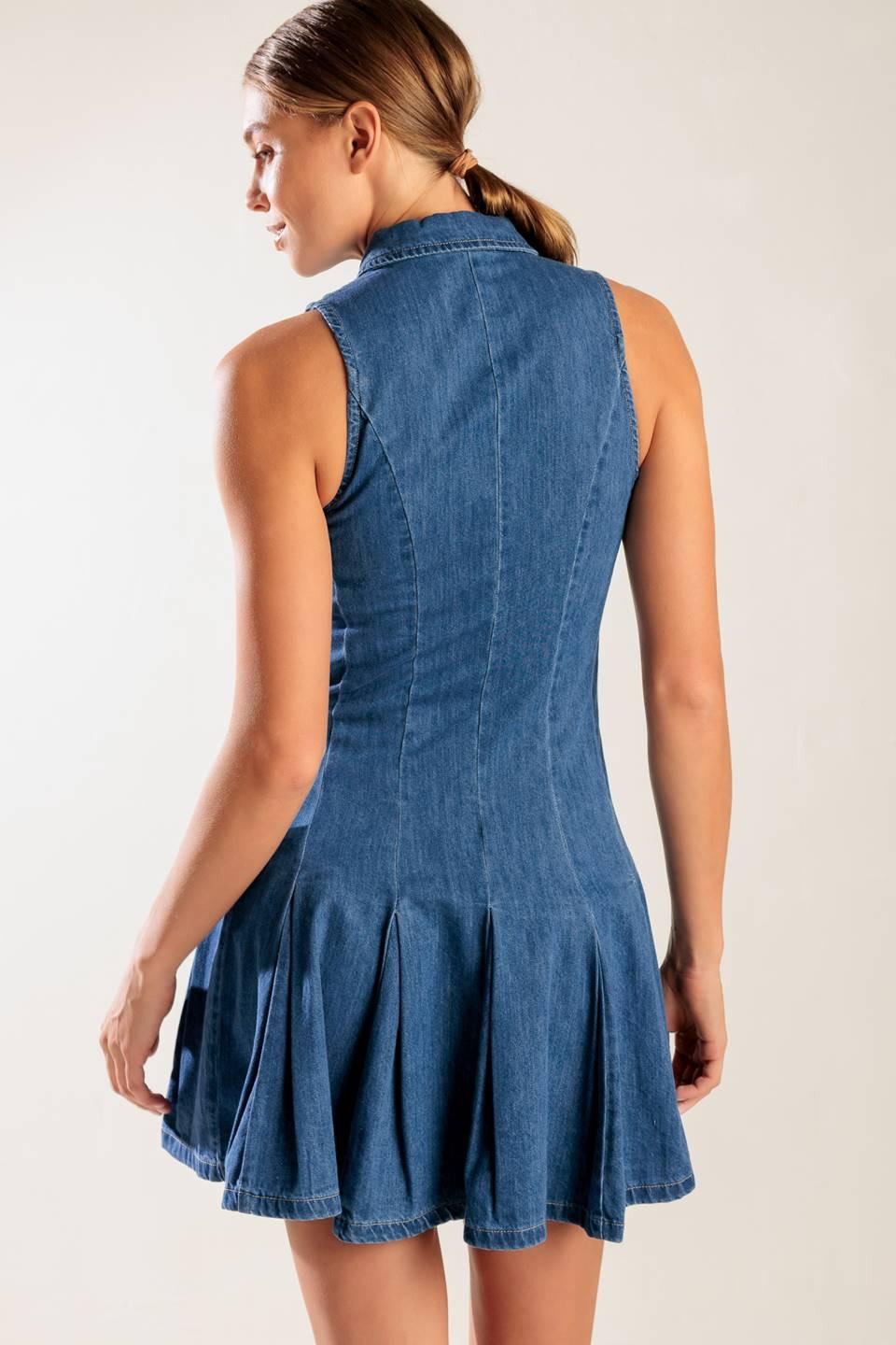 Where I Want to Be Denim Mini Dress in indigo, view 7 — Soul Flow Apparel