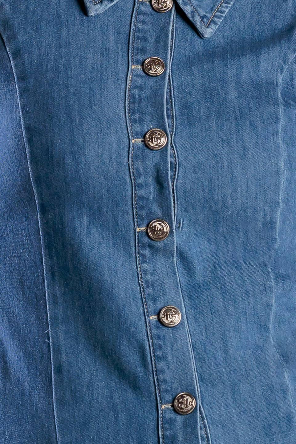 Where I Want to Be Denim Mini Dress in indigo, fabric swatch — Soul Flow Apparel