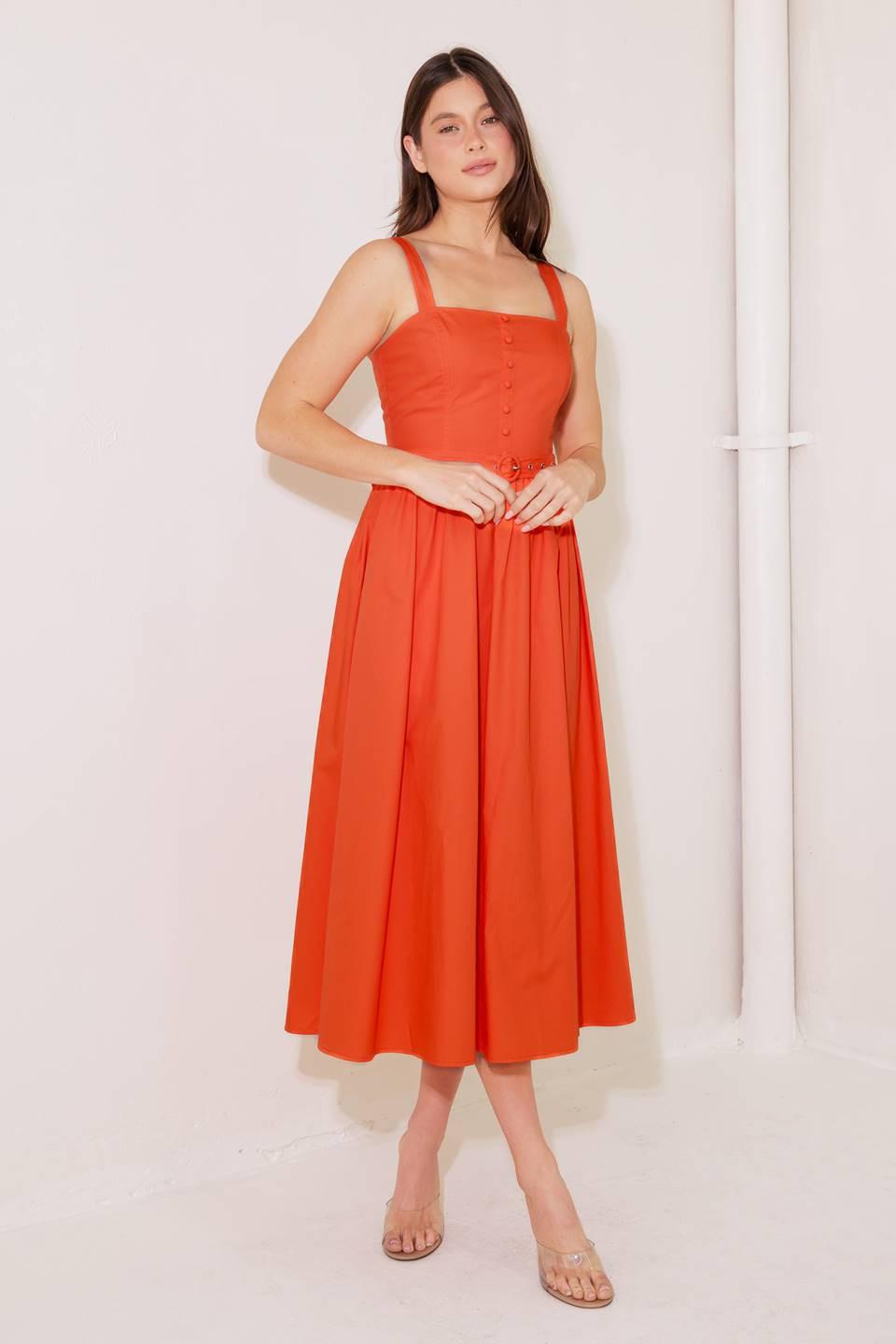 No Timeline Tomato Woven Midi Dress, view 1 — Soul Flow Apparel