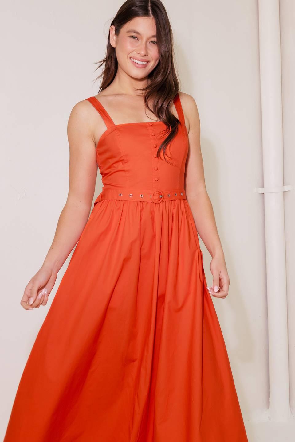 No Timeline Tomato Woven Midi Dress, view 4 — Soul Flow Apparel