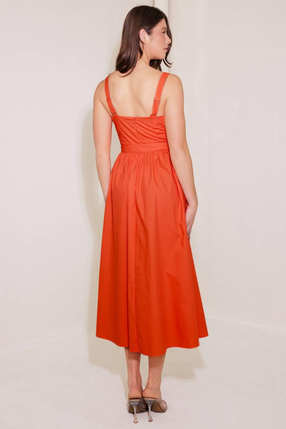 No Timeline Tomato Woven Midi Dress, view 5 — Soul Flow Apparel