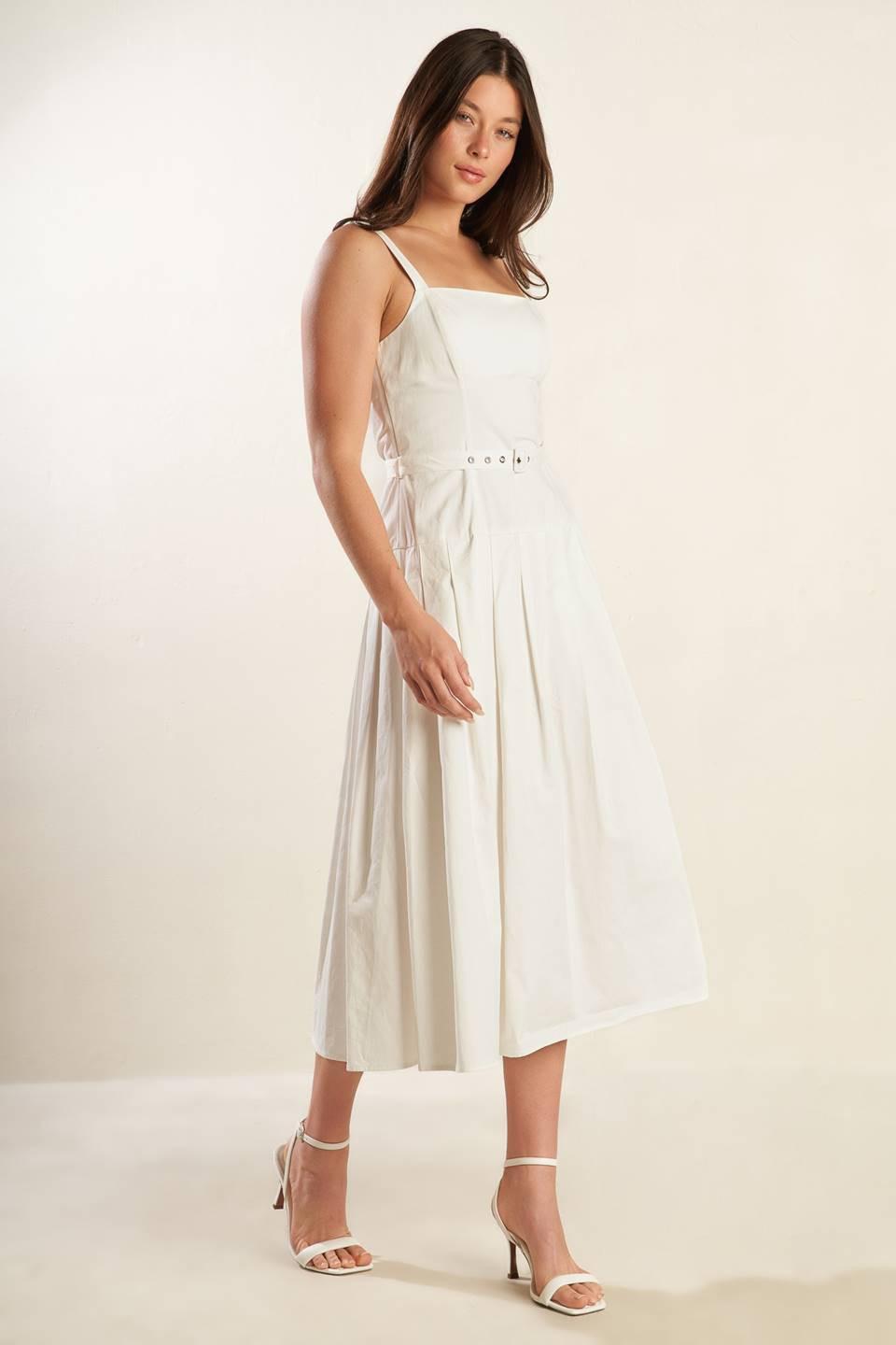 Shay Lantana Woven Midi Dress in white, view 5 — Soul Flow Apparel